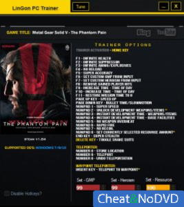 Metal Gear Solid V: The Phantom Pain  Trainer  +26 v1.04 Update 13.10.2015 {LinGon}