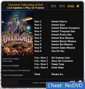 Overlord: Fellowship of Evil  Trainer +14 v1.0 Update 1 {FLiNG}