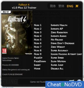 Fallout 4  Trainer +12 v1.0 {FLiNG}