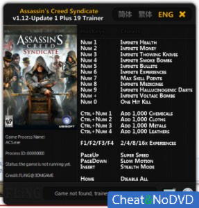 Assassin's Creed: Syndicate  Trainer +19 v1.12 Update 1 {FLiNG}