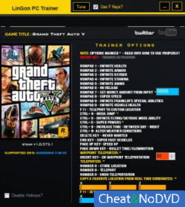 Grand Theft Auto 5  Trainer +24 GTA V 1.0.573.1 {LinGon}