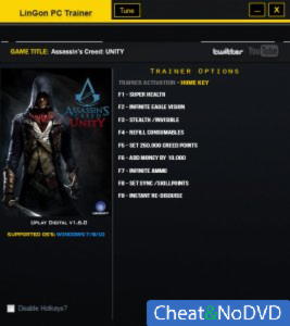 Assassin's Creed: Unity  Trainer +9 v1.6.0 {LinGon}