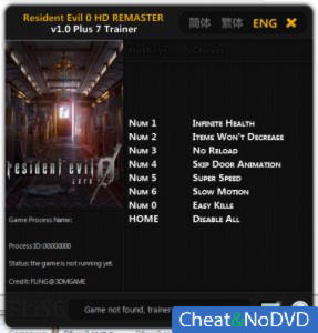 Resident Evil 0 HD Remaster  Trainer +7 v1.0 {FLiNG}