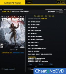 Rise of the Tomb Raider  Trainer +13 v1.01 {LinGon}