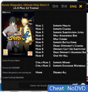 Naruto Shippuden: Ultimate Ninja Storm 4  Trainer +12 v1.0 {FLiNG}