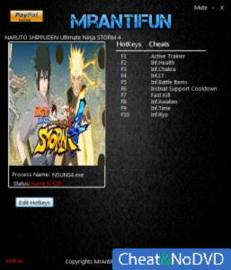 Naruto Shippuden: Ultimate Ninja Storm 4  Trainer +9 v1.1 {MrAntiFun}