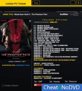 Metal Gear Solid 5: The Phantom Pain  Trainer  +26 v1.071 {LinGon}