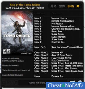 Rise of the Tomb Raider  Trainer +19 v1.0 - 1.0.610.1 {FLiNG}