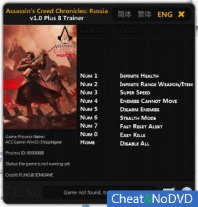 Assassin's Creed Chronicles: Russia  Trainer +8 v1.0 {FLING}