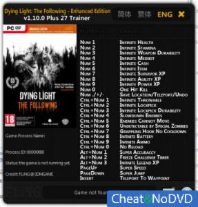 Dying Light: The Following  Trainer +27 v1.10.0 {FLiNG}