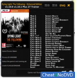 Dying Light: The Following  Trainer +27 v1.10.0 - 1.10.1 {FLiNG}