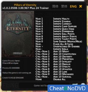 Pillars of Eternity  Trainer +24 v1.0.2.0508 - 3.00.967 {FLiNG}