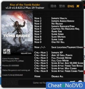 Rise of the Tomb Raider  Trainer +19 v1.0 - 1.0.623.2 {FLiNG}