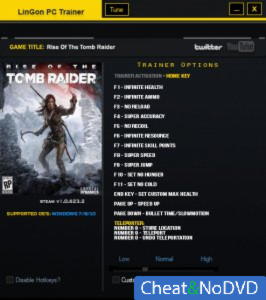 Rise of the Tomb Raider  Trainer +17 v1.0.623.2 {LinGon}