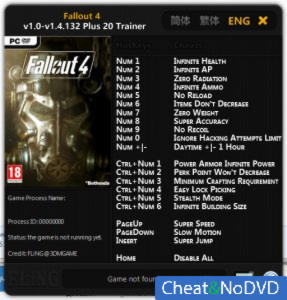 Fallout 4  Trainer +20 v1.0 - 1.4.132 {FLiNG}