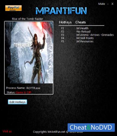 Rise of the Tomb Raider  Trainer +7 v1.00: Build 647 {MrAntiFun}