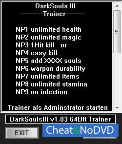 Dark Souls 3  Trainer +6 v1.03 {dR.oLLe}