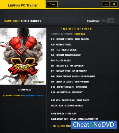 Street Fighter 5  Trainer +15 v1.02 {LinGon}