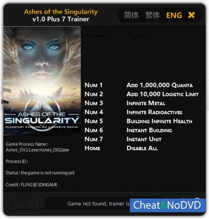 Ashes of the Singularity  Trainer +7 v1.0 {FLiNG}