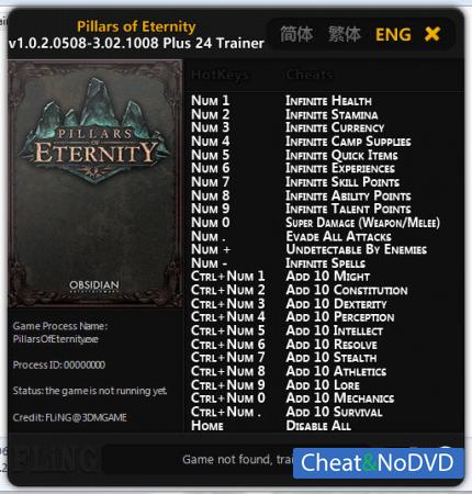 Pillars of Eternity  Trainer +24 v1.0.2.0508 - 3.02.1008 {FLiNG}