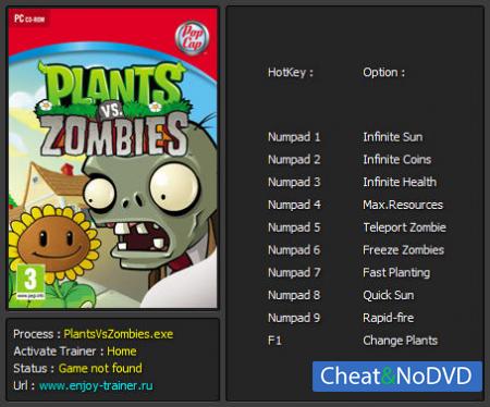 Plants vs Zombies  Trainer +10 v1.2.0.1096 {Enjoy}