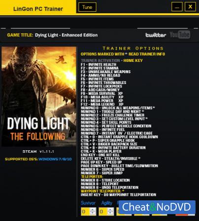 Dying Light: The Following  Trainer +35 v1.11.1  {LinGon}