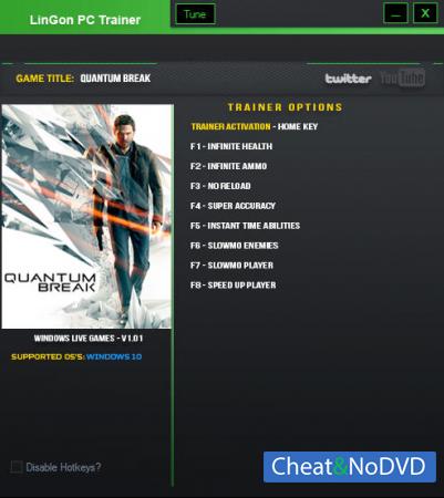 Quantum Break  Trainer +8 v1.01 {LinGon}