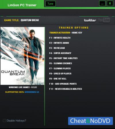 Quantum Break  Trainer +11 v1.01 {LinGon}