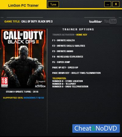 Call of Duty: Black Ops 3  Trainer +9 Update 7 April 2016 {LinGon}