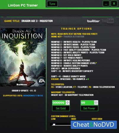 Dragon Age: Inquisition  Trainer +16 v1.12 {LinGon}