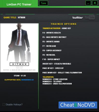 Hitman 2016  Trainer +11 v1.03 {LinGon}