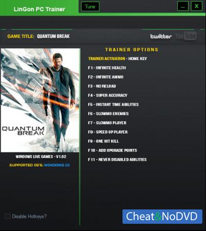 Quantum Break  Trainer +11 v1.02 {LinGon}