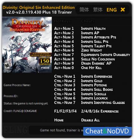 Divinity: Original Sin Enhanced Edition  Trainer +18 v2.0 - 2.0.119.430 {FLiNG}