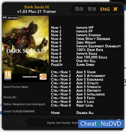 Dark Souls 3  Trainer +21 v1.0 - 1.03 {FLiNG}