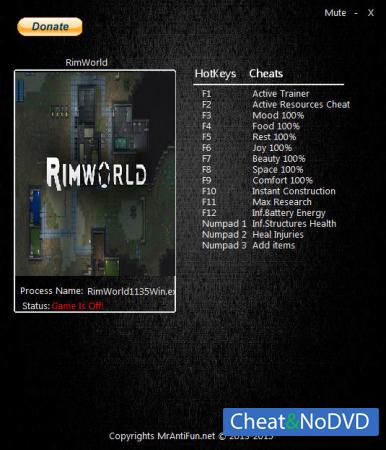 RimWorld  Trainer +13 v0.13.1135 {MrAntiFun}