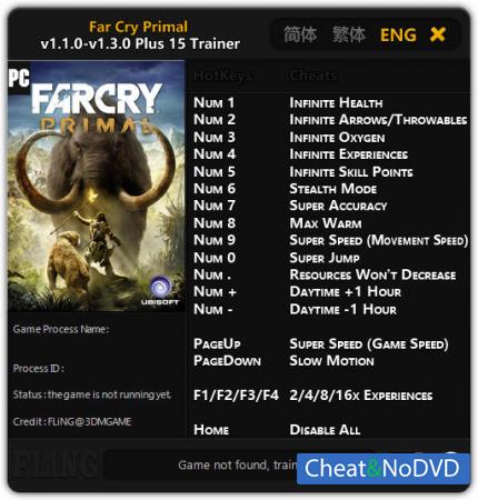 Far Cry: Primal  Trainer +15 v1.1.0 - 1.3.0 {FLiNG}