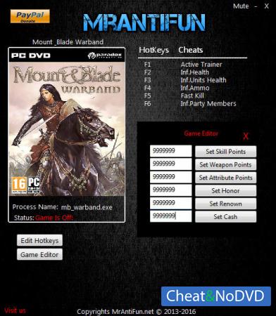 Mount and Blade: Warband  Trainer +11 v1.168 {MrAntiFun}