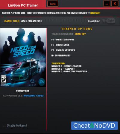 Need for Speed 2015  Trainer +6 v1.04 {LinGon}