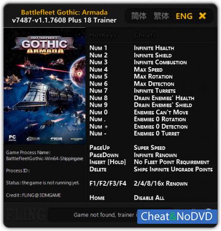 Battlefleet Gothic: Armada  Trainer +18  v7487 - 1.1.7608: x64 {FLiNG}