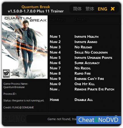 Quantum Break  Trainer +11 v1.5.0.0-1.7.0.0 {FLiNG}