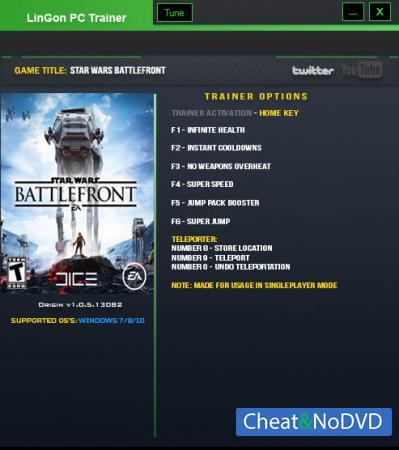 Star Wars: Battlefront 2015  Trainer +8 v1.0.5.13082 {LinGon}