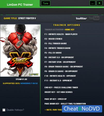 Street Fighter 5  Trainer +15 v1.03 {LinGon}