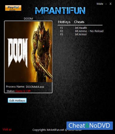 Doom 2016  Trainer +4 v1.00: x64 {MrAntiFun}