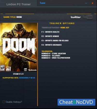 Doom 2016  Trainer +6 v1.01 {LinGon}