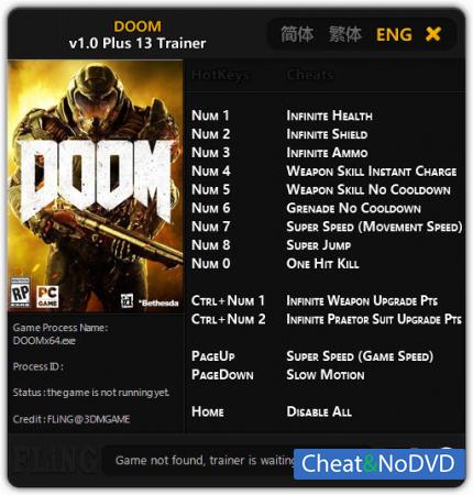 Doom 2016  Trainer +13 v1.0 {FLiNG}