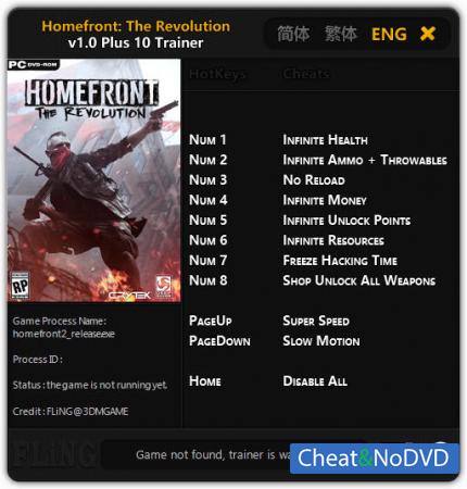 Homefront: The Revolution  Trainer +10 v1.0 {FLiNG}