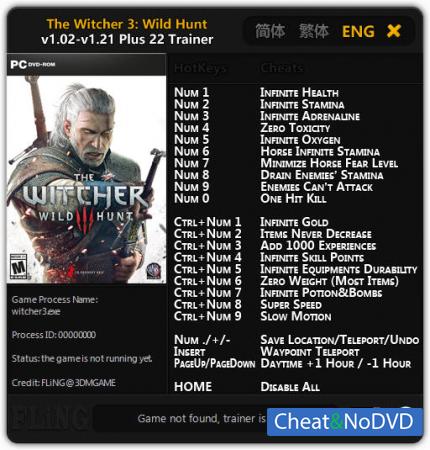 The Witcher 3: Wild Hunt  Trainer +22 v1.02 - 1.21 {FLiNG}