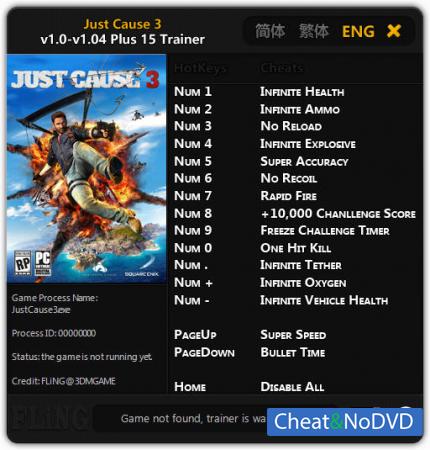 Just Cause 3  Trainer +15 v1.0 - 1.04 {FLiNG}