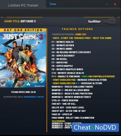 Just Cause 3  Trainer +24 Up 02.06.2016 {LinGon}