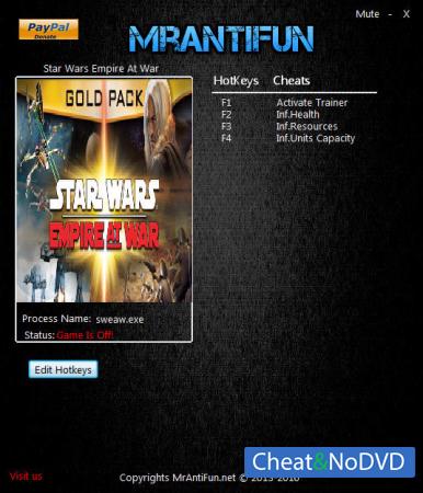 Star Wars: Empire at War  Trainer +3 v1.05.48825 {MrAntiFun}